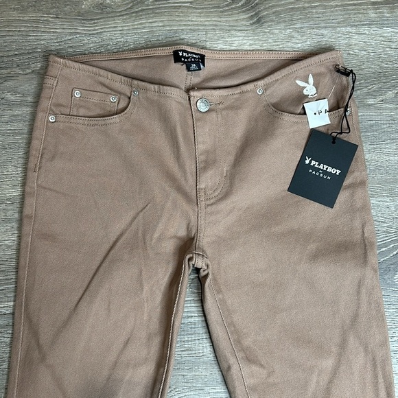 NWT Playboy by PacSun Brown No Waistband Low Rise Bootcut Jeans Sz 26 - Picture 4 of 13
